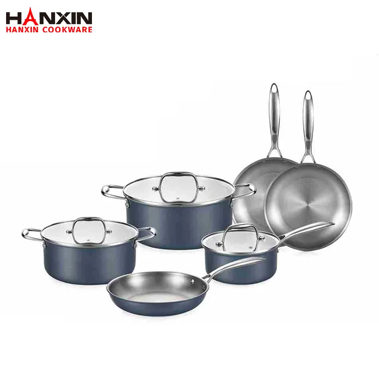 Batterie de cuisine antiadhésive composite en acier inoxydable 304 en aluminium