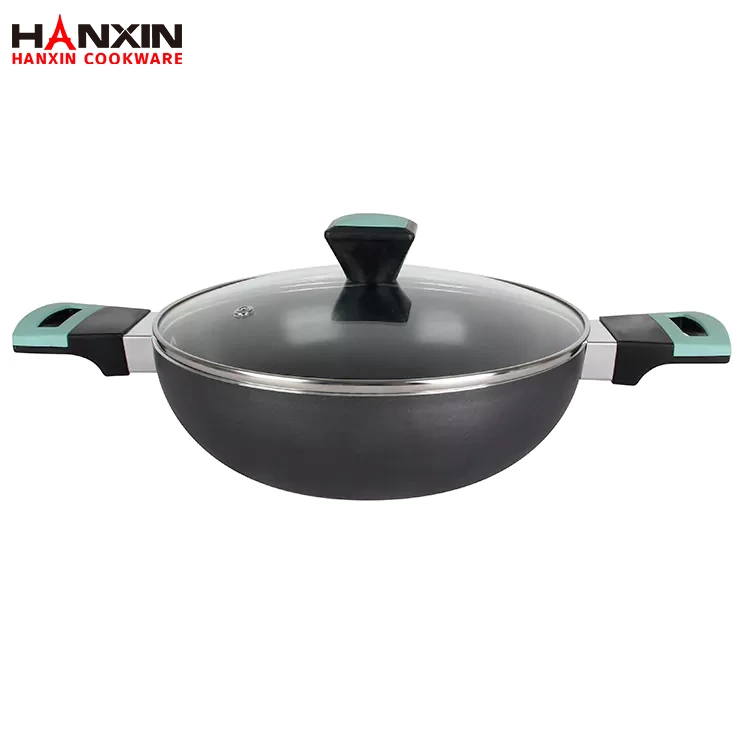 Poêle Wok profonde antiadhésive pressée en aluminium