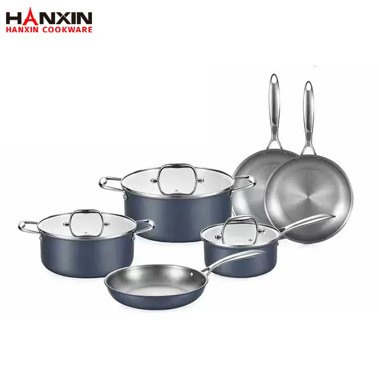 Batterie de cuisine antiadhésive en acier inoxydable composite double couche